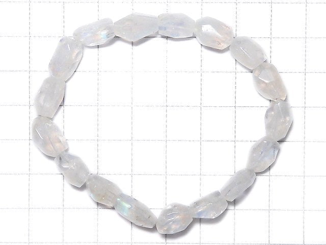 [Video][One of a kind] High Quality Andesine Labradorite AAA Faceted Nugget Bracelet NO.9