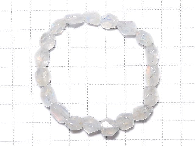 [Video][One of a kind] High Quality Andesine Labradorite AAA Faceted Nugget Bracelet NO.10