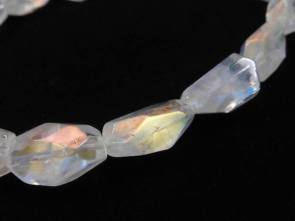 [Video][One of a kind] High Quality Andesine Labradorite AAA Faceted Nugget Bracelet NO.11