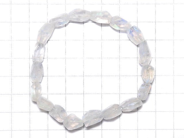 [Video][One of a kind] High Quality Andesine Labradorite AAA Faceted Nugget Bracelet NO.12