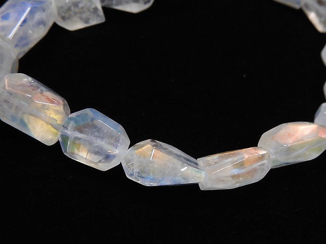 [Video][One of a kind] High Quality Andesine Labradorite AAA Faceted Nugget Bracelet NO.14