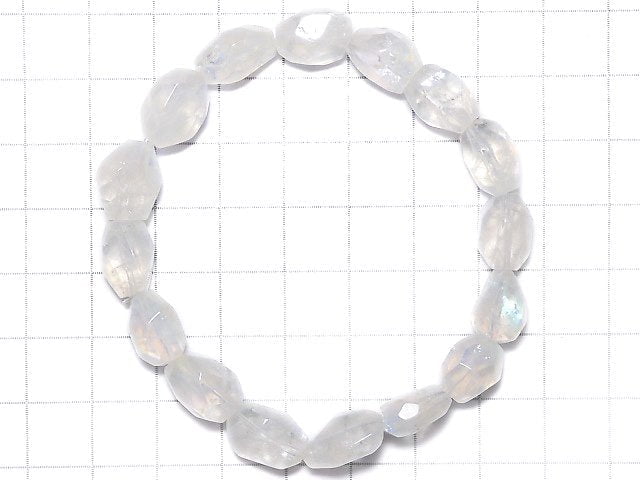 [Video][One of a kind] High Quality Andesine Labradorite AAA Faceted Nugget Bracelet NO.15