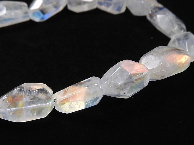 [Video][One of a kind] High Quality Andesine Labradorite AAA Faceted Nugget Bracelet NO.16