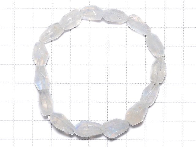 [Video][One of a kind] High Quality Andesine Labradorite AAA Faceted Nugget Bracelet NO.17