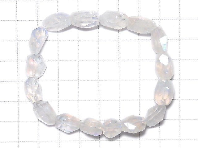 [Video][One of a kind] High Quality Andesine Labradorite AAA Faceted Nugget Bracelet NO.18