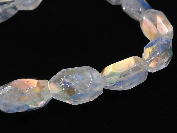 [Video][One of a kind] High Quality Andesine Labradorite AAA Faceted Nugget Bracelet NO.19