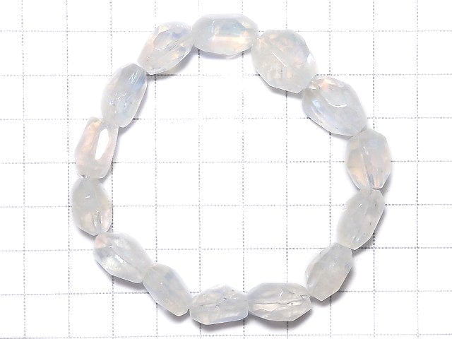 [Video][One of a kind] High Quality Andesine Labradorite AAA Faceted Nugget Bracelet NO.19