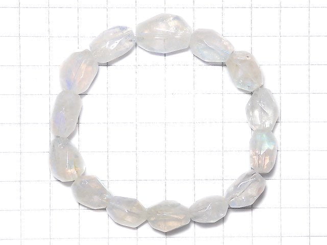 [Video][One of a kind] High Quality Andesine Labradorite AAA Faceted Nugget Bracelet NO.20