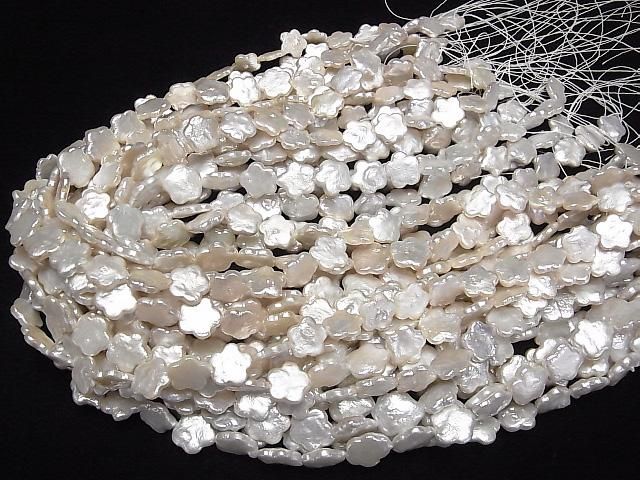 [Video] Fresh Water Pearl AA+ Flower 12x12x3mm White half or 1strand beads (aprx.15inch/37cm)