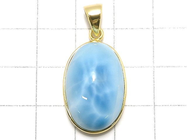 [Video][One of a kind] Larimar Pectolite AAA Pendant 18KGP NO.12