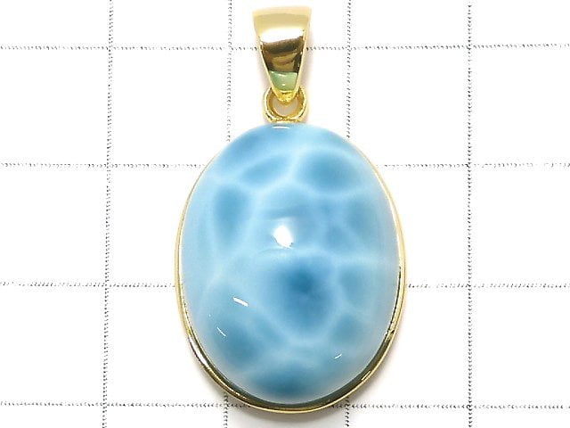 [Video][One of a kind] Larimar Pectolite AAA Pendant 18KGP NO.14