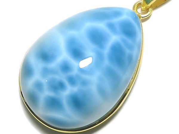 [Video][One of a kind] Larimar Pectolite AAA Pendant 18KGP NO.16