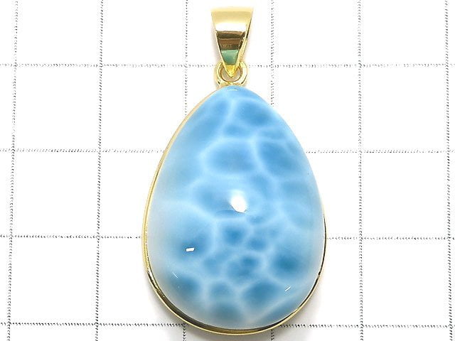 [Video][One of a kind] Larimar Pectolite AAA Pendant 18KGP NO.16