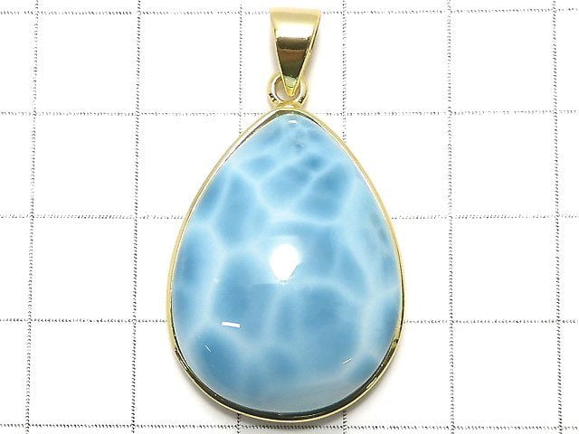 [Video][One of a kind] Larimar Pectolite AAA Pendant 18KGP NO.18