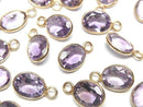 High Quality Amethyst AAA Bezel Setting Oval Faceted 9x8mm 18KGP 4pcs