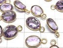 High Quality Amethyst AAA Bezel Setting Oval Faceted 9x8mm 18KGP 4pcs