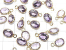 High Quality Amethyst AAA Bezel Setting Oval Faceted 9x8mm 18KGP 4pcs