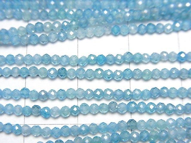 [Video]High Quality! Cubic Zirconia AAA Faceted Round 2mm [Light Blue] 1strand beads (aprx.15inch/36cm)