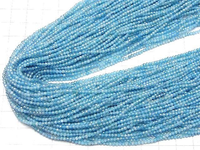 [Video]High Quality! Cubic Zirconia AAA Faceted Round 2mm [Light Blue] 1strand beads (aprx.15inch/36cm)