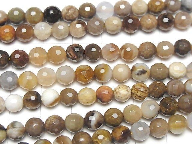 Petrified Wood  128Faceted Round 6mm half or 1strand beads (aprx.15inch/36cm)