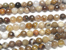 Petrified Wood  128Faceted Round 6mm half or 1strand beads (aprx.15inch/36cm)