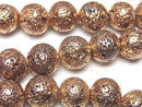 Lava Round 10mm Pink Gold Color Coated 1strand beads (aprx.14inch/34cm)