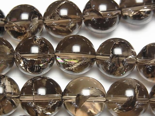 [Video] Smoky Iris Quartz AAA- Round 14mm [Medium Color] Half or 1-strand beads (approx. 15inch/36cm)