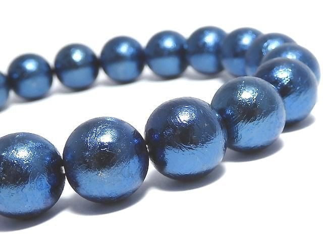 [Video][One of a kind] Meteorite (Altai meteorite) Round 10mm Blue Bracelet NO.4