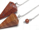 [Video] Red Jasper Pendulum 36x20x20mm with chain 1pc