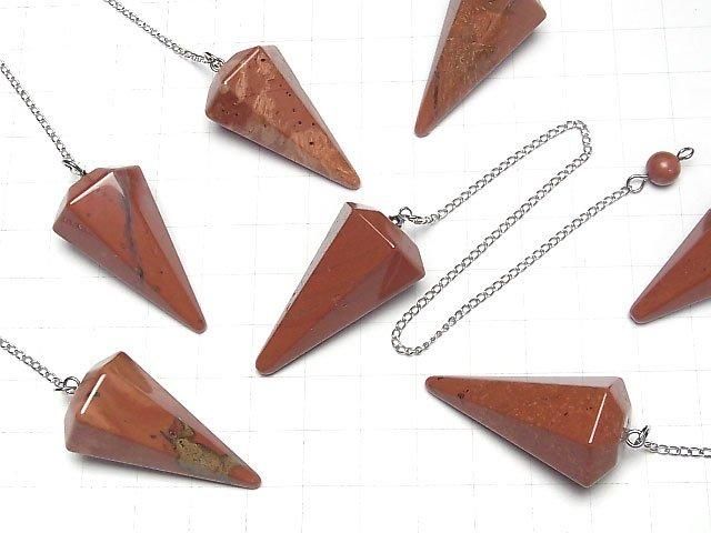 [Video] Red Jasper Pendulum 36x20x20mm with chain 1pc