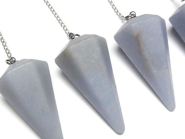 [Video]Angelite AA Pendulum 36x20x20mm with chain 1pc