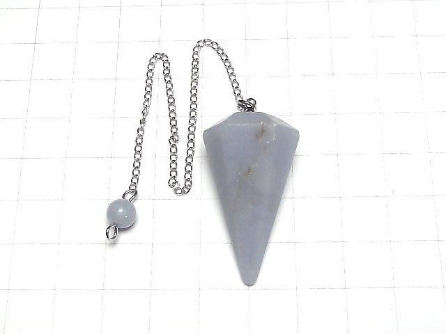 [Video]Angelite AA Pendulum 36x20x20mm with chain 1pc