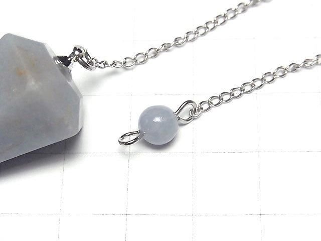 [Video]Angelite AA Pendulum 36x20x20mm with chain 1pc