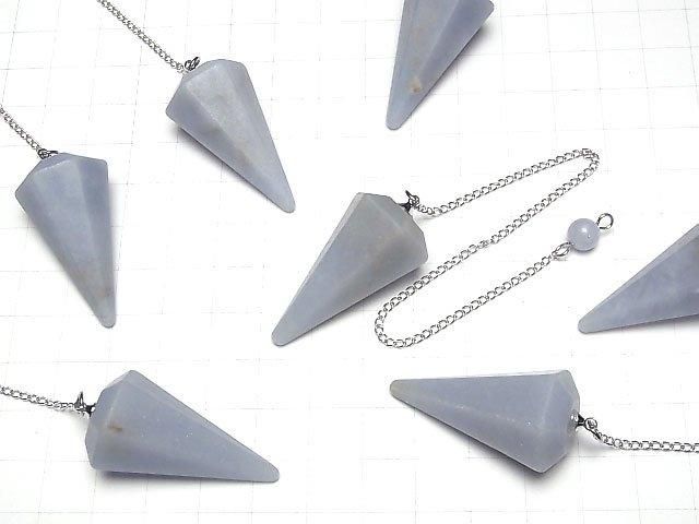 [Video]Angelite AA Pendulum 36x20x20mm with chain 1pc
