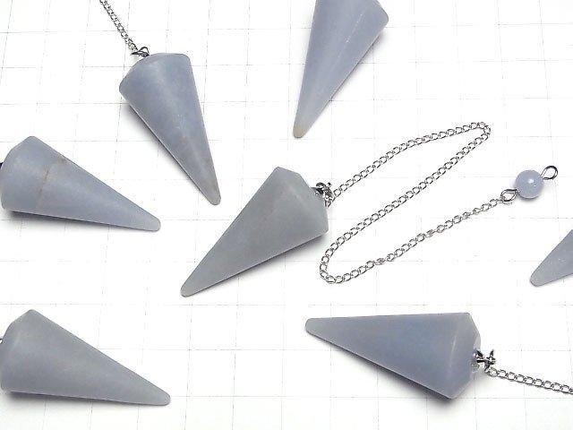 [Video]Angelite AA+ Pendulum (Smooth) 37x18x18mm with chain 1pc