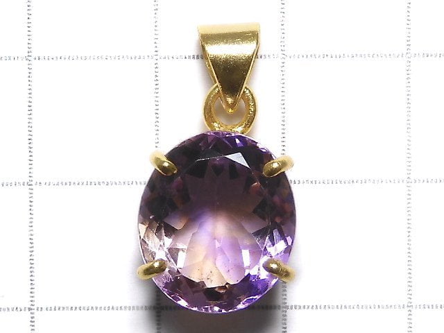 [Video][One of a kind] High Quality Ametrine AAA Faceted Pendant 18KGP NO.220