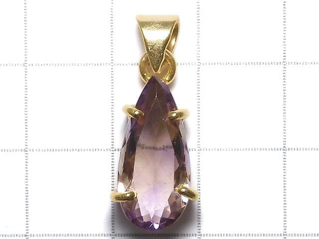 [Video][One of a kind] High Quality Ametrine AAA Faceted Pendant 18KGP NO.221