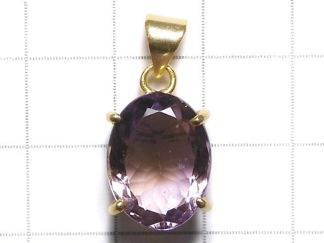 [Video][One of a kind] High Quality Ametrine AAA Faceted Pendant 18KGP NO.222