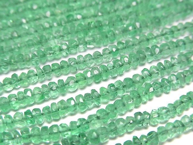 [Video]High Quality Columbia Emerald AAAA Faceted Button Rondelle half or 1strand beads (aprx.15inch/38cm)