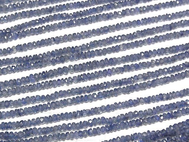 [Video]High Quality Blue Sapphire AAA Faceted Button Rondelle half or 1strand beads (aprx.15inch/38cm)
