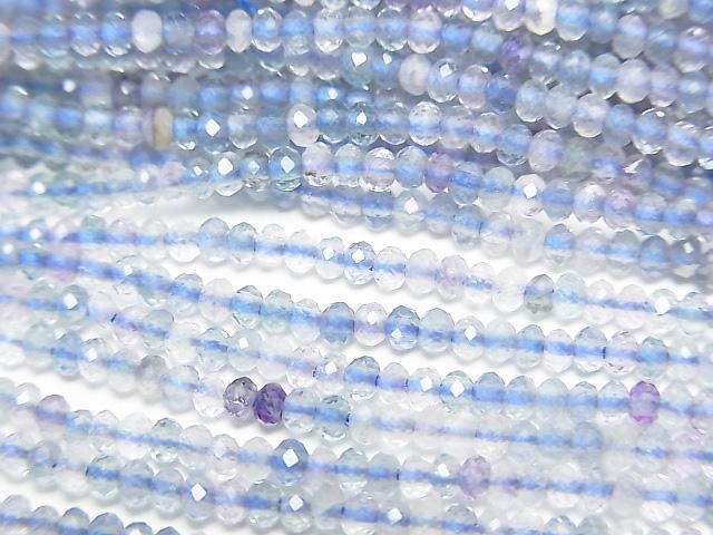 [Video]High Quality! Multicolor Fluorite AA++ Faceted Button Rondelle 2x2x1.5mm 1strand beads (aprx.15inch/36cm)