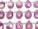 [Video] Purple Fluorite AAA- Pear shape (Smooth) 12x9mm 1strand beads (aprx.7inch/18cm)