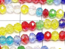 Glass Beads Faceted Button Rondelle 4x4x3mm Multicolor AB 1strand beads (aprx.16inch/39cm)