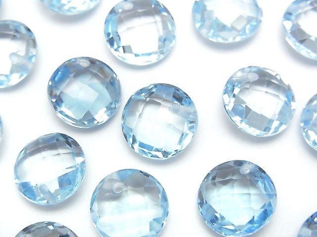 [Video]High Quality Sky Blue Topaz AAA Coin Cushion Cut 12x12mm 1pc