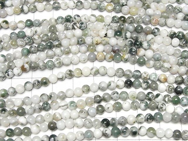 [Video]Tree Agate Round 4mm 1strand beads (aprx.15inch/36cm)