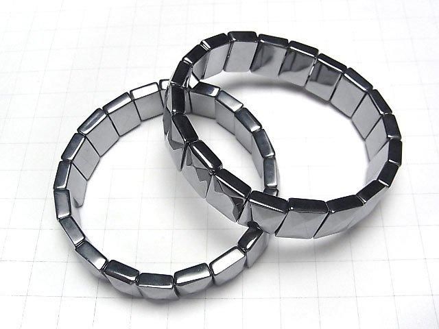 [Video]Terahertz 2-Hole Faceted Rectangle 14x10x5mm 1strand (Bangle Bracelet)