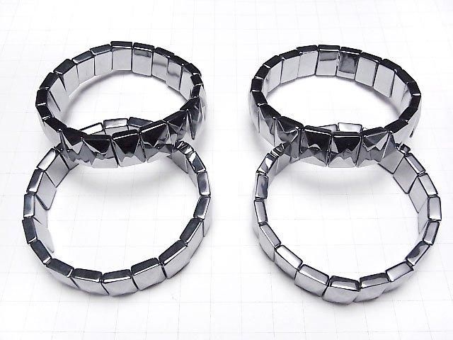 [Video]Terahertz 2-Hole Faceted Rectangle 14x10x5mm 1strand (Bangle Bracelet)