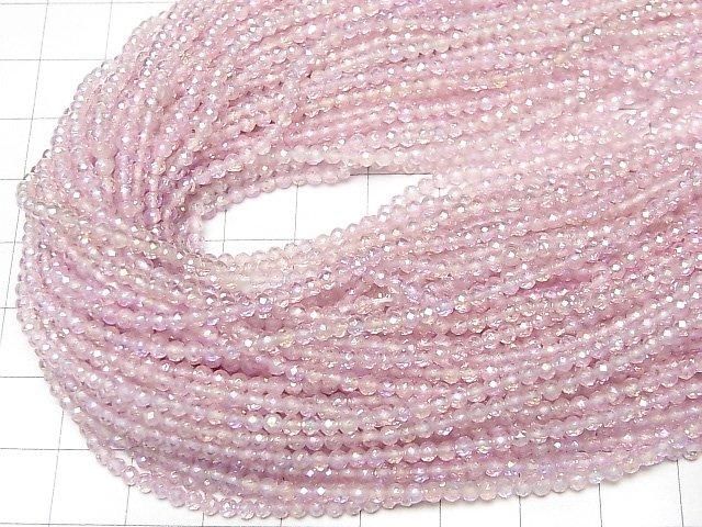 [Video]High Quality! Topaz AAA Faceted Round 2mm Pink Coated 1strand beads (aprx.14inch/34cm)