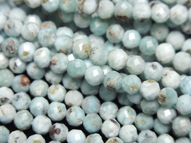 [Video]High Quality! Larimar Pectolite AA Faceted Round 4mm half or 1strand beads (aprx.15inch/36cm)