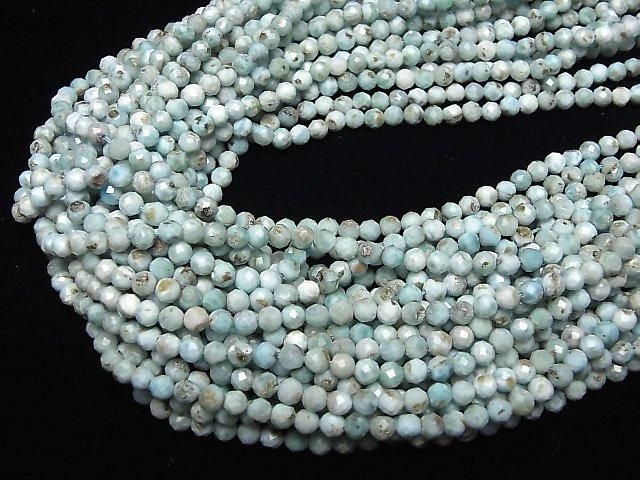 [Video]High Quality! Larimar Pectolite AA Faceted Round 4mm half or 1strand beads (aprx.15inch/36cm)